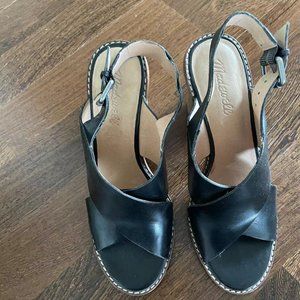 Madwell Jamie Criss-Cross Slingback Sandals Black Leather (Size 7)